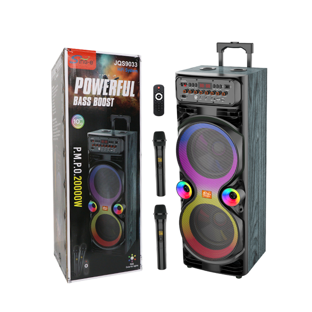 Sing-e JQS3309X 8-Inch TWS Bass Speaker with Dual Wireless Microphones Portable Blue Tooth Audio Speaker for Home Use