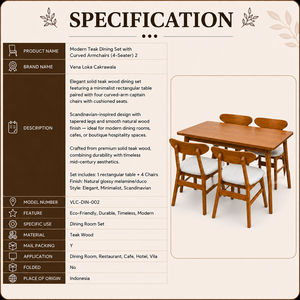 Modern Wood Dining Room Set <b>4</b> Piece Midcentury Style Solid Back <b>Chairs</b> with Padded Seats for Home Dining - Product Image 2
