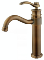 Robinet de salle de bain classique antique en cuivre, à poser sur comptoir, finition céramique huilée, mélangeur eau chaude et froide, vente en gros usine