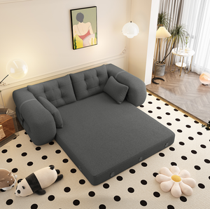 Multi-Functional 3-in-1 <b>Foldable</b> <b>Sofa</b> <b>Bed</b> Set 78.7" Modern Design Memory Foam-Filled Teddy Fabric for Apartment & Villa Use - Product Image 5