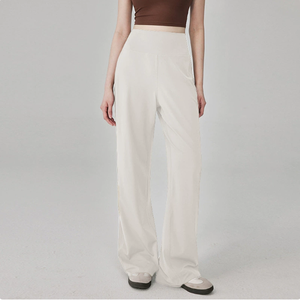 Pantalon de yoga évasé taille haute pour femme, couleur unie, taille élastique, longueur intégrale, jambe large, respirant, sans couture - Product Image 2