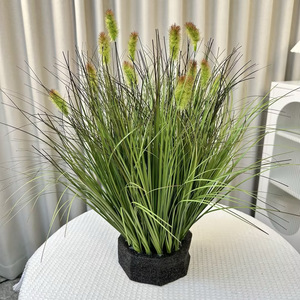 Plante artificielle en pot en plastique à poils verts pour décoration de jardin et intérieur, roseau artificiel - Product Image 1