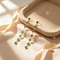 Boucles d'oreilles européennes et américaines en acier inoxydable avec pampilles colorées et zirconias, design luxueux et original pour femmes