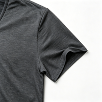 T-shirt personnalisable à épaules tombantes coupe carrée 100 % coton coupe courte col en V manches courtes extensible basique pour homme OEM Vente en gros