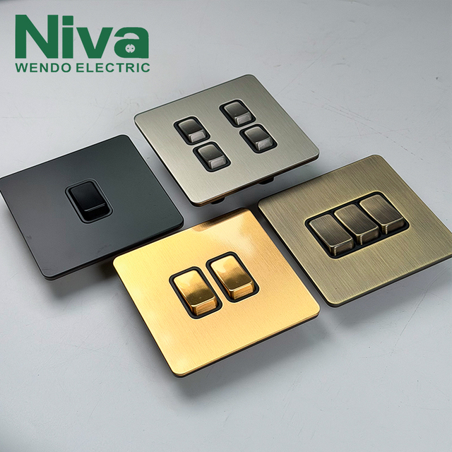 NIVA Modern Stainless Steel Light Switch 2-Push Button Wall Switch 220V for Home and Office