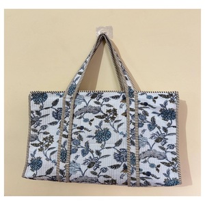 Sac fourre-tout matelassé en coton à motif floral, ensemble de 3 pochettes personnalisées faites à la main, sac de marché, sac à bandoulière, prix de gros - Product Image 1
