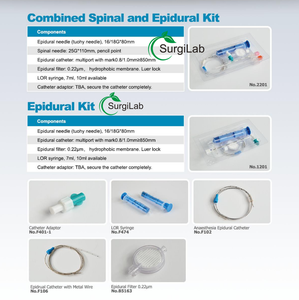 Wegwerp epiduraal naald anesthesie set, gecombineerde spinale en epiduraal mini-set met epiduraal katheter - Product Image 3