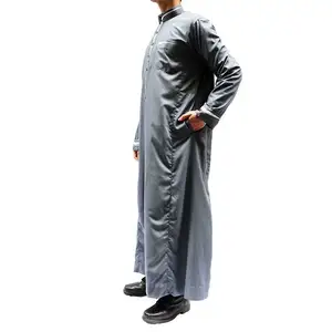 Grosir Pakaian Islami Polos Lengan Panjang Arab Saudi Desain Jubba Muslim Jubah untuk Pria