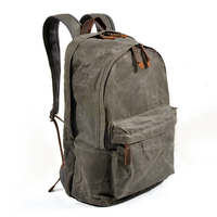 Sac à dos rétro en toile pour hommes, sac de randonnée vintage imperméable pour l'été et l'extérieur, avec garniture en cuir et fermeture éclair, sac à dos pour ordinateur portable