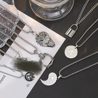 Collier unisexe tendance style hip-hop avec pendentif personnalisé en acier titane, accessoire polyvalent, chaîne de pull