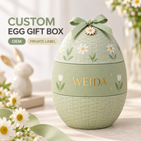 Boîte cadeau pour œufs en carton rigide personnalisée avec ruban tissé et nœud floral