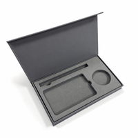 Boîte cadeau magnétique grise personnalisée avec logo en feuille d'argent, insert en mousse, toucher doux, OEM