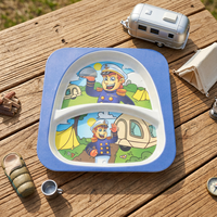 Ensemble d'assiettes divisées pour enfants en mélamine écologique, motif dessin animé, non toxique et de qualité alimentaire, passe au lave-vaisselle