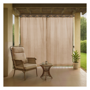 Rideau d'extérieur imperméable 2-en-1 260 GSM, couleur Dune de Sable avec des tons beiges chauds et terreux pour une intimité confortable sur la terrasse et une protection contre les intempéries - Product Image 1