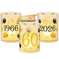 Lanternes en papier pour 60e anniversaire, 18 pièces, noir et or, pour la décoration de table de fête à la maison