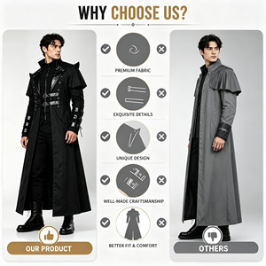 Disfraces de Cosplay de Anime para Adultos, Chaqueta Larga Negra para Hombre, Estilo Gótico Steampunk Punk, Gabardina de Caballero Noble, para TV, Películas, Halloween - Product Image 2