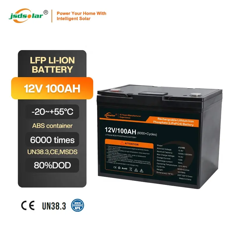 Full capacity of JSDSOLAR 12.8V 100Ah LiFePo4 lifepo4 Battery Pack lifepo4 12V 100ah energy storage