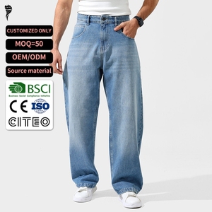 กางเกงยีนส์ทรงหลวมสไตล์วินเทจแบบสตรีทแวร์สำหรับผู้ชาย - Product Image 1