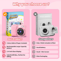 Enregistreur vidéo HD multilingue, lecteur de musique et de jeux, lampe torche LED, impression instantanée de photos, appareil photo 1080P pour enfants, garçons et filles