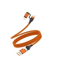 Câble de charge rapide magnétique USB-A 240W quatre-en-un avec connecteurs Micro USB/Type-C, gaine tressée en filet, pur