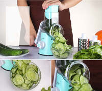 Groothandel Plastic Voedselversnipperaar Multifunctionele Handmatige Roller Driebladige Groentesnijder voor Uien en Aardappelen