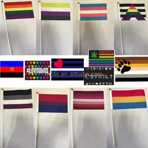 Barato 14*21cm Two Spirit Pride Flag Handheld Flag Stick Flags Small Mini Banner Holiday Decoraciones Suministros para desfiles - Product Image 6
