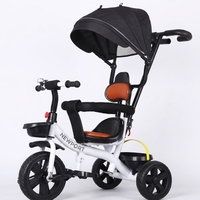 Tricycle 4 en 1 pour enfants avec poussette, capote réglable et barre de sécurité
