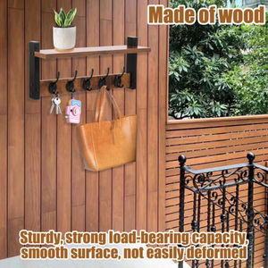 Cintres d'entrée antidérapants <span class=keywords><strong>de</strong></span> 17 pouces Cintres pour clés <span class=keywords><strong>de</strong></span> sac à main <span class=keywords><strong>Porte</strong></span>-manteaux en bois <span class=keywords><strong>Étagère</strong></span>s murales <span class=keywords><strong>avec</strong></span> crochets <span class=keywords><strong>Étagère</strong></span> flottante suspendue - Product Image 3