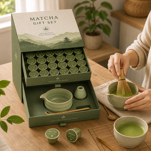 Juego de 48 tazas individuales de <span class=keywords><strong>té</strong></span> <span class=keywords><strong>Matcha</strong></span> Longjing en polvo, con cuenco de cerámica, batidor de bambú, cuchara, soporte y caja. Venta al por mayor, OEM, privado, <span class=keywords><strong>té</strong></span> en hojas. - Product Image 2