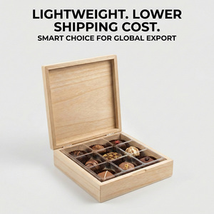 Lightweight Wooden Chocolate Box with Magnetic Lid 6 9 Compartments Custom OEM Luxury Chocolate Packaging Box - Product Image 4