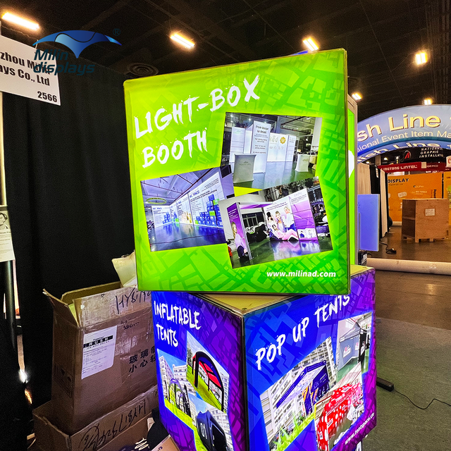Portable Square LED Advertising Light Box Floor-Standing Cube Aluminum Frame Rotating Lighting Box for Party Event Exhibition