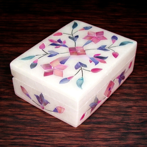 Boîte à bijoux en marbre faite à la main, travail de nacre, design carré moderne, édition de Noël, qualité excellente, Inde, disponible dans le monde entier - Product Image 2