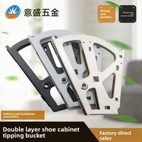 Yisheng Nouveau style chinois Meuble à chaussures en acier inoxydable à double étagère rabattable à deux niveaux, avec accessoire de rangement à deux marches