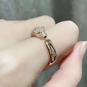 Anello con testa di leopardo in argento Sterling Kajia S925 anello con testa di leopardo di lusso All-Match alla moda personalizzato per l'indice della ragazza - Product Image 4