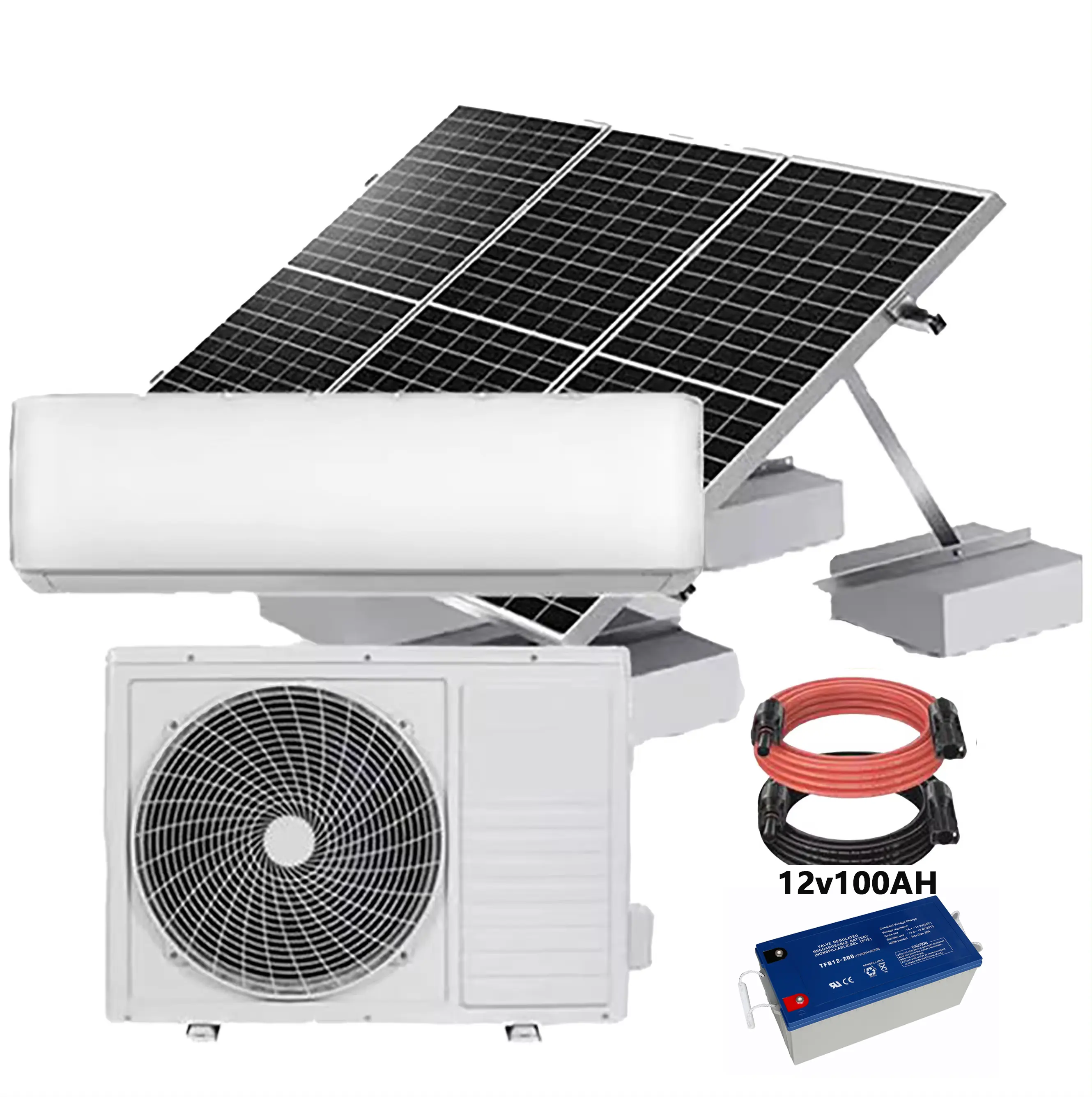 Sistema solare 24000btu 48v 12000btu condizionatore d'aria energia solare off grid ibrido ac/dc condizionatore solare produttore