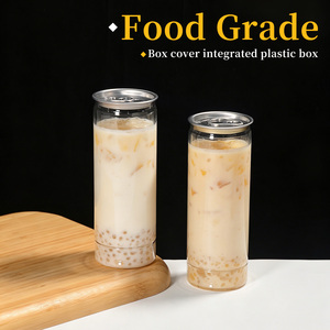 Barattolo in PET trasparente da 12oz con tappo easy-open, bottiglia per bevande alimentari con tappo a pressione per tè al latte, tè alla frutta, caffè - Product Image 2