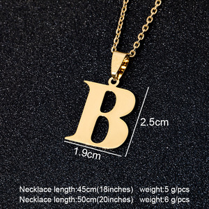 Collar de cadena con letra inicial de A-Z para hombre, de acero inoxidable, Figaro, chapado en oro de 18K, HIPHOP, Monograma, alfabeto - Product Image 4