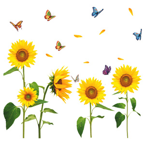 Hoa Hướng Dương Dán Tường Bướm Cho Nhà Cửa Phòng Khách Phòng Ngủ Phòng Trẻ Em Trang Trí Trong Nhà Bếp Đề Can Trang Trí - Product Image 6