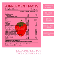 Gummies de collagène OEM ODM avec biotine et acide pantothénique pour la santé cérébrale, saveur fraise, suppléments naturels à base de plantes