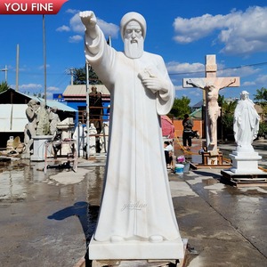 Youfine vườn ngoài trời trang web văn hóa cuộc sống kích thước bằng đá cẩm thạch trắng tôn giáo Saint charbel makhlouf điêu khắc với Kinh Thánh - Product Image 5