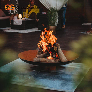 Brasero rond d'extérieur Foyer Barbecue simple avec fonction de chauffage en acier corten pour bois de chauffage - Product Image 1