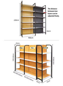 Étagères de supermarché personnalisables sur un côté avec quatre colonnes verticales pour stabiliser le présentoir - Product Image 6