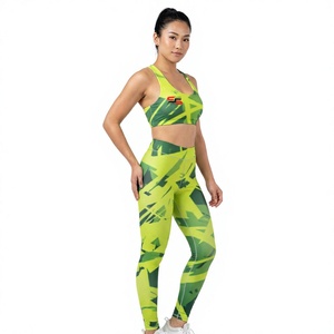 Conjunto de yoga para mujer, ropa deportiva de alta calidad, leggings sublimados con rayas, sujetador deportivo a prueba de sentadillas, ropa para ejercicio en el gimnasio. - Product Image 1