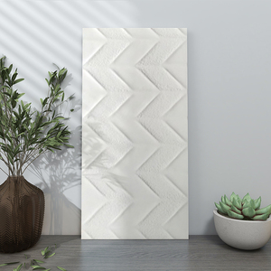 300x600mm 無地 不均一表面 カララ デラックス ウェーブ 3D リーフ アイボリーホワイト マット リップル インテリア壁タイル 浴室 キッチン用 - Product Image 3