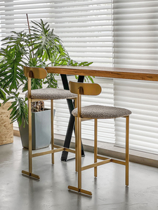 Designer Industrial Style Gold Bar <strong>Stools</strong> Minimalist Gold Stainless Steel Frame Upholstered <strong>Stools</strong> Bar Chairs for Cafe Project - Product Image 2