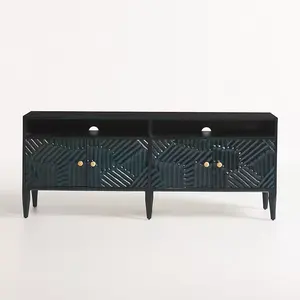 Mesa de console Paje Media esculpida à mão em madeira maciça de luxo para hotel