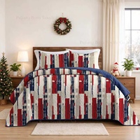 BORYARD Nouvelle Arrivée Ensemble de literie 3 pièces à rayures verticales géométriques, couvre-lit, taille Queen et King, ensemble de literie en microfibre pour la maison