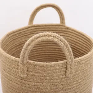 New Material StrawJjute Clothes Storage Basket Organizer Cotton Rope Woven Storage Basket