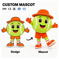Costume de mascotte professionnel en EVA pour la marche, motif balle de tennis, conception personnalisée, personnages d'équipe sportive, costume de mascotte en peluche
