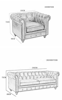 Amerikanisches Wohnzimmer Drei Personen Hotel Tech Stoff Sofa Country Cottage Style Möbel Chesterfield Sofas
